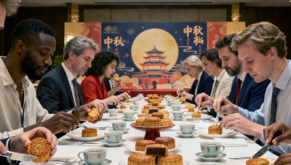 纽约曼哈顿乔治香颂门店2025中秋月饼品鉴会现场。 纽约曼哈顿乔治香颂门店2025中秋月饼品鉴会现场。